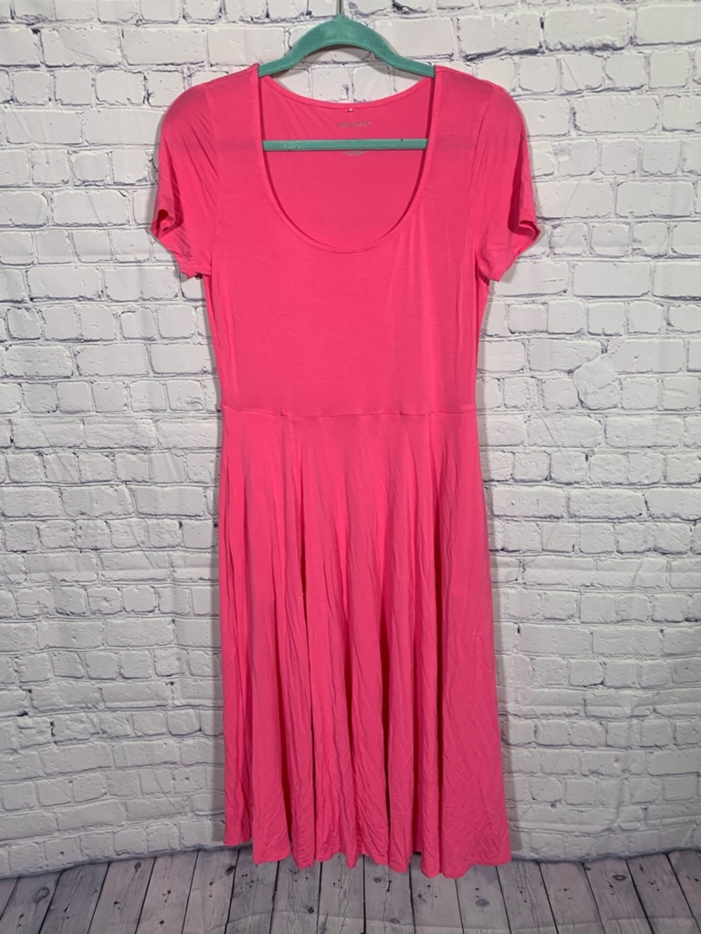 Posh Peanut Womens Short Sleeve Cruisin' Pink Scoop Neck Dress L Bamboo Casual